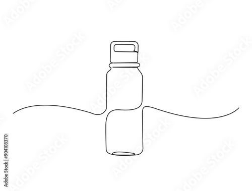Continuous one line drawing of water drink bottle. Sports water bottle single line vector illustration.