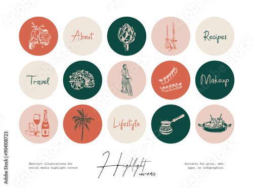 Minimalist hand drawn travel vector illustration collection. Art for postcards, branding, logo design, background.	
