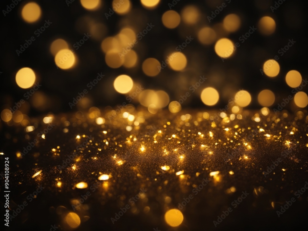 Golden bokeh lights black background Golden bokeh lights black background