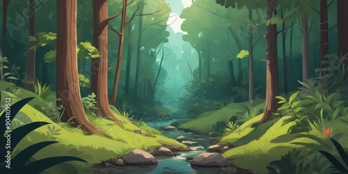 forest illustration sunlight in forest