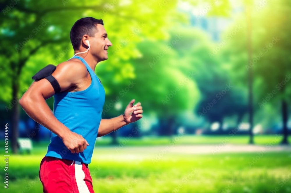 Happy person running outdoor, sport concept Happy person running outdoor, sport concept