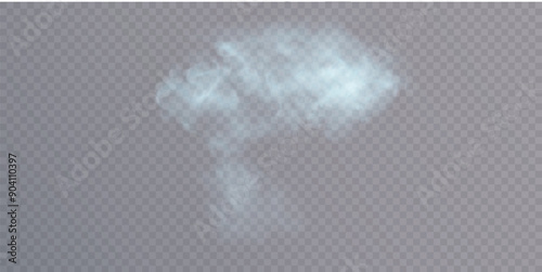 Cloud smoke effect PNG. Realistic vector fog, smoke, smog effect. Blue steam, creeping smoke border. Cloud and growing smog mockup.