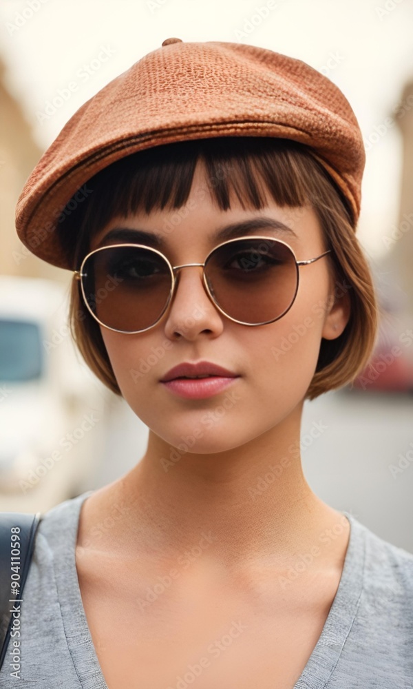young girl in glasses against the background of nature