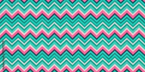 Dynamic pattern of chevron stripes in pink and turquoise, chevron, stripes, pink, turquoise, dynamic, vibrant, colorful photo