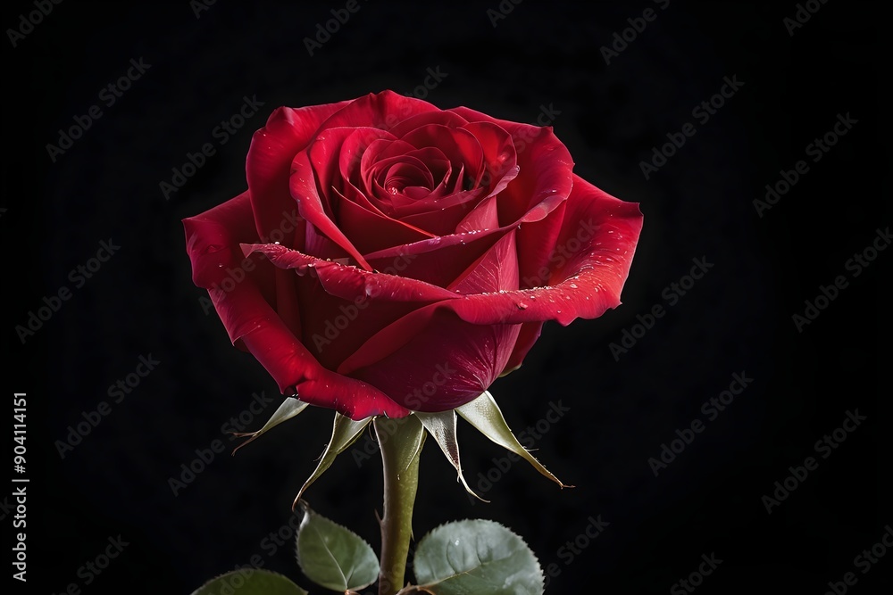 Red rose on black background. Isolated romantic flower symbolizing love and beauty. Red rose on black background. Isolated romantic flower symbolizing love and beauty.