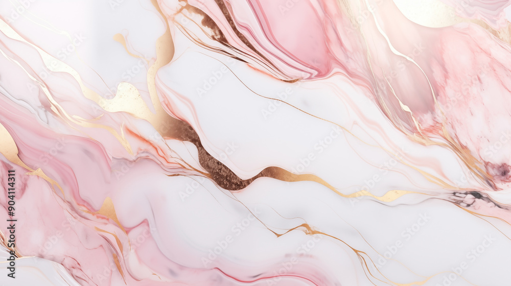 Elegant pink marble stone texture with gold veins and swirling patterns