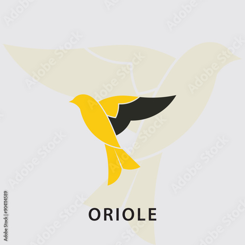 Oriole bird logo, yellow oriole logo design.