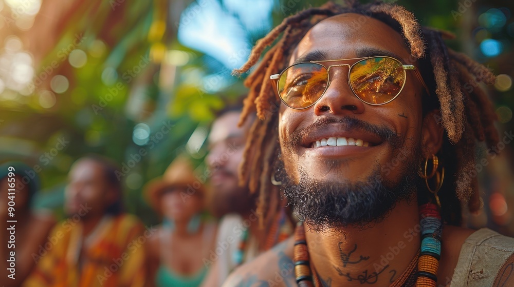 Smiling Man with Dreadlocks at Outdoor Festival Smiling Man with Dreadlocks at Outdoor Festival
