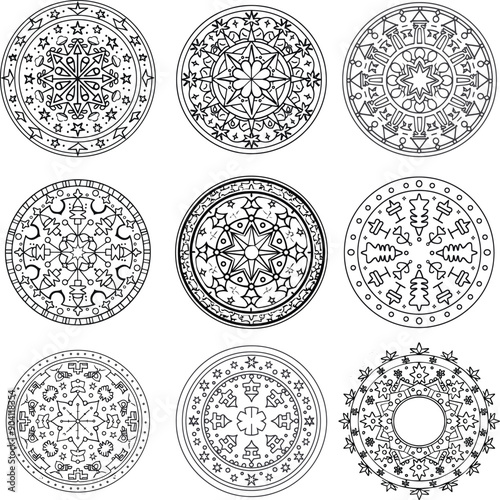 Intricate Geometric Snowflake Mandala Designs for Coloring Pages photo