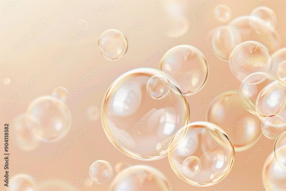 Shimmering Soap Bubbles Illuminated by Warm Golden Light Shimmering Soap Bubbles Illuminated by Warm Golden Light