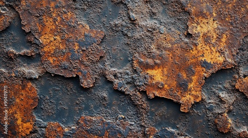 Rough texture of a rusted metal surface with patches of oxidation