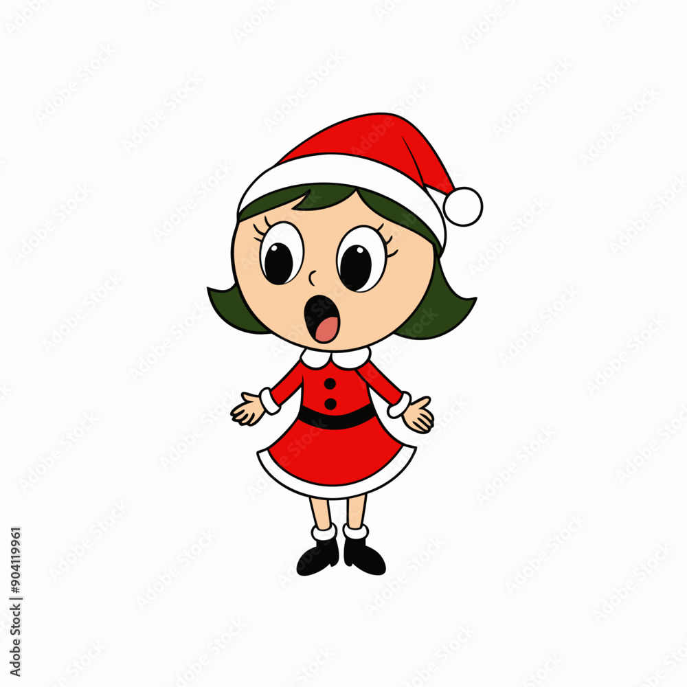 cartoon little girl singing in christmas vector illustration cartoon little girl singing in christmas vector illustration