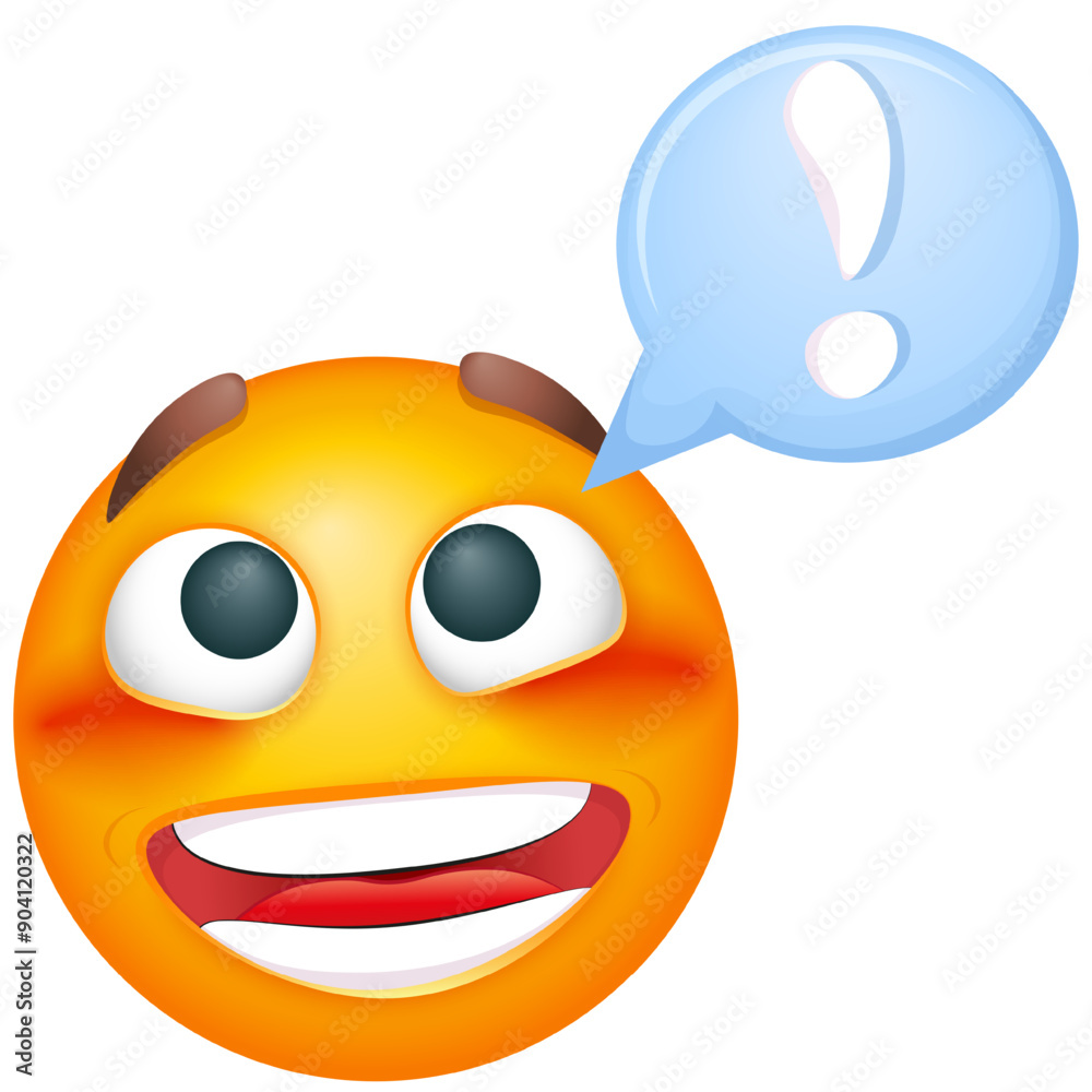 Smiling emoji get an idea. Happy emoticon thinking on white background. Cute emoticon Smiling emoji get an idea. Happy emoticon thinking on white background. Cute emoticon
