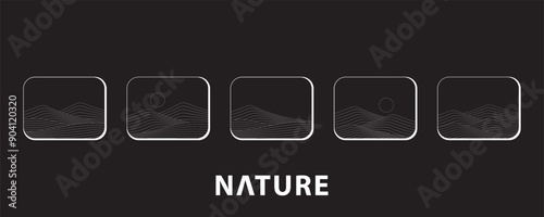 Mountain and Desert logo with line art wave pattern,Abstract Mountain and Desert,aesthetic backgrounds landscapes