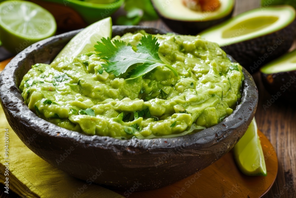 Avocado dip with cilantro and lime, vegetarian mexican food Avocado dip with cilantro and lime, vegetarian mexican food