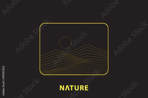 Mountain and Desert logo with line art wave pattern,Abstract Mountain and Desert,aesthetic backgrounds landscapes