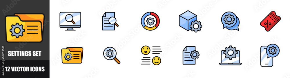 Settings set icons. Flat style. Vector icons.