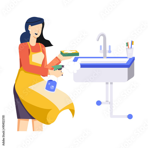 A flat character illustration of washing basin 

