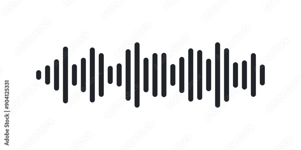 Simple sound wave lineal illustration with frequency. Audio illustration on white background. Vector icon in flat style Simple sound wave lineal illustration with frequency. Audio illustration on white background. Vector icon in flat style