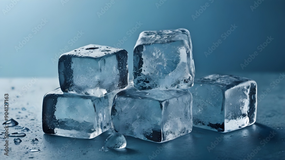 Pile of cool ice cubes on light blue background
Pile of cool ice cubes on light blue background