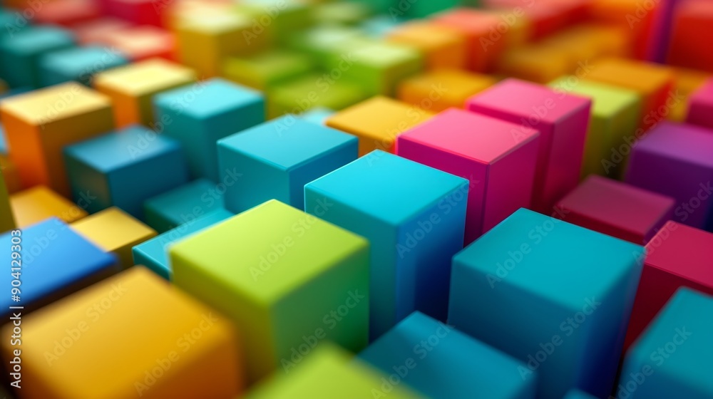 A vibrant abstract background of colorful cubes. The image is perfect for representing growth, creativity, or data visualization. A vibrant abstract background of colorful cubes. The image is perfect for representing growth, creativity, or data visualization.