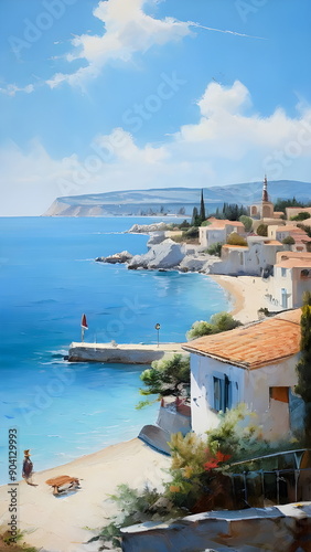 Wallpaper Mural view of village on the sea Torontodigital.ca