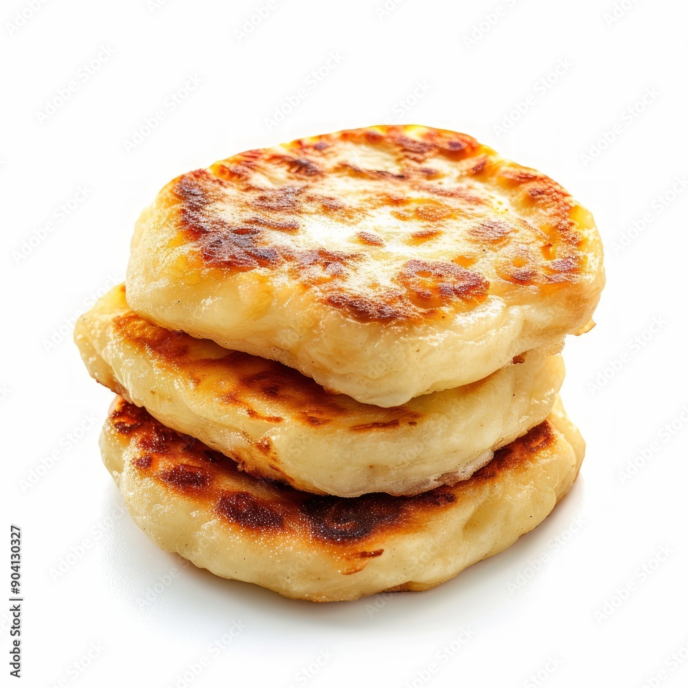 Medium shot of Irish Boxty, isolated on a white background, bright and vivid tonality Medium shot of Irish Boxty, isolated on a white background, bright and vivid tonality