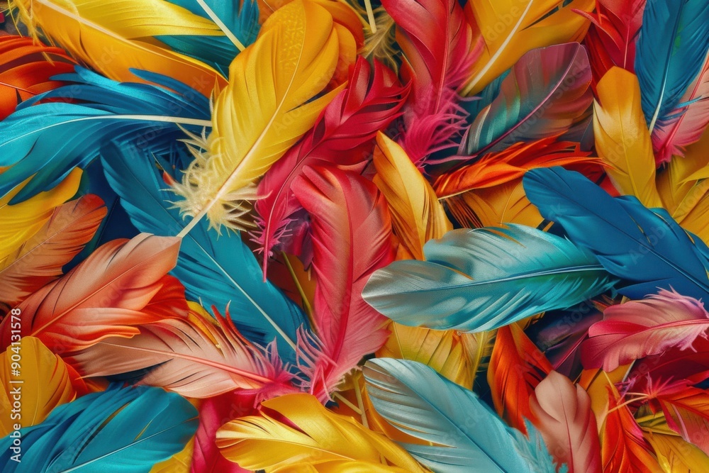 Colorful Feathers: A Festive Carnival Top View of Celebration and Entertainment Colorful Feathers: A Festive Carnival Top View of Celebration and Entertainment