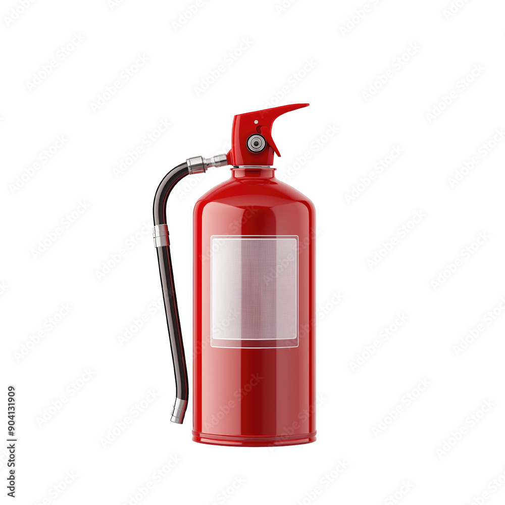 Obraz premium A fire extinguisher with a clear label, realistic photo, isolated on transparent background