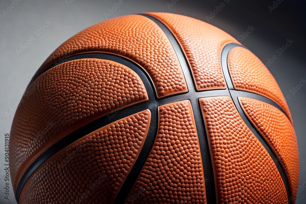 Fototapeta premium Textured basketball close-up, isolated on plain background