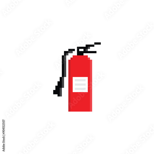 pixel art  fire extinguisher  vector game 8 bit icon vector game fire protect  logo
