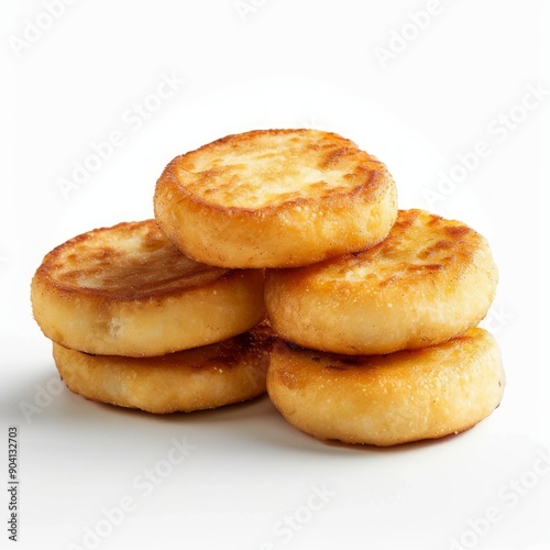 Medium shot of Irish Boxty, isolated on a white background, bright and vivid tonality 