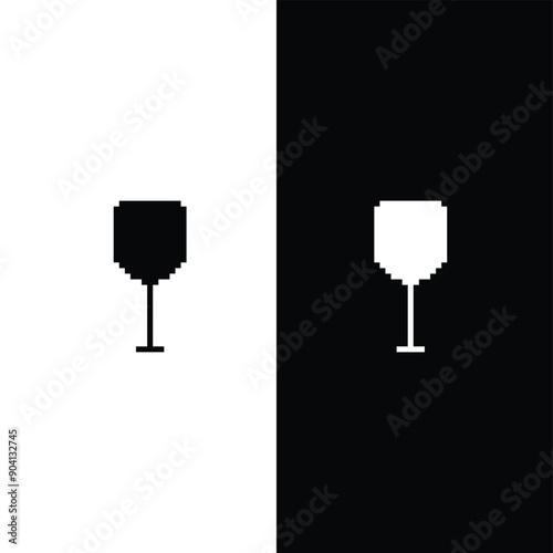 pixel art  glass of red wine  vector game 8 bit icon vector game logo