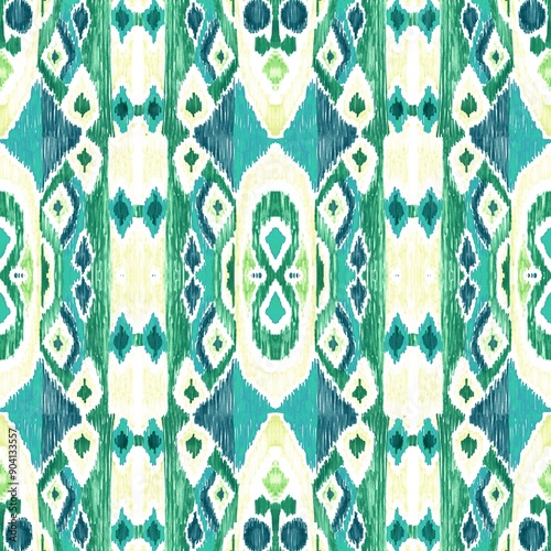 Ethnic abstract ikat art. Seamless ornamental print. Geometric ethnic pattern seamless color oriental. Design for background, curtains, carpets, wallpaper, clothes, packaging, batik.