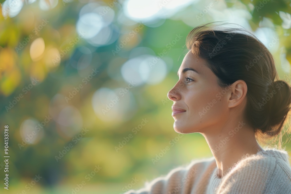Contemplative Woman Embracing Solitude - Mental Health Awareness in Park Setting Contemplative Woman Embracing Solitude - Mental Health Awareness in Park Setting