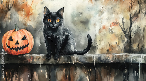 halloween cat on the wall