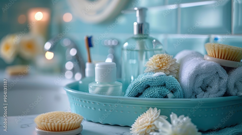 Elegant Bathroom Vanity with Towels Elegant Bathroom Vanity with Towels