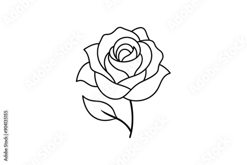Rose flower for design element and coloring book pages for kids