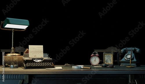 Typewriter, Typewriter Desk, Old Desk, 3D Illustration