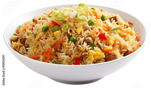 PNG Fried rice plate food white background.