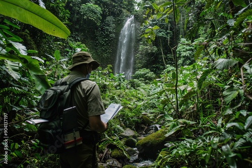 a botanist is documenting wildlife in the forest