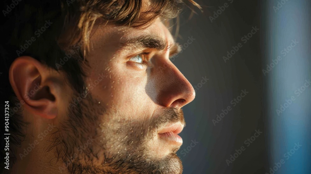 Profile of a Worried Man Experiencing Anxiety and Mental Health Struggles Profile of a Worried Man Experiencing Anxiety and Mental Health Struggles