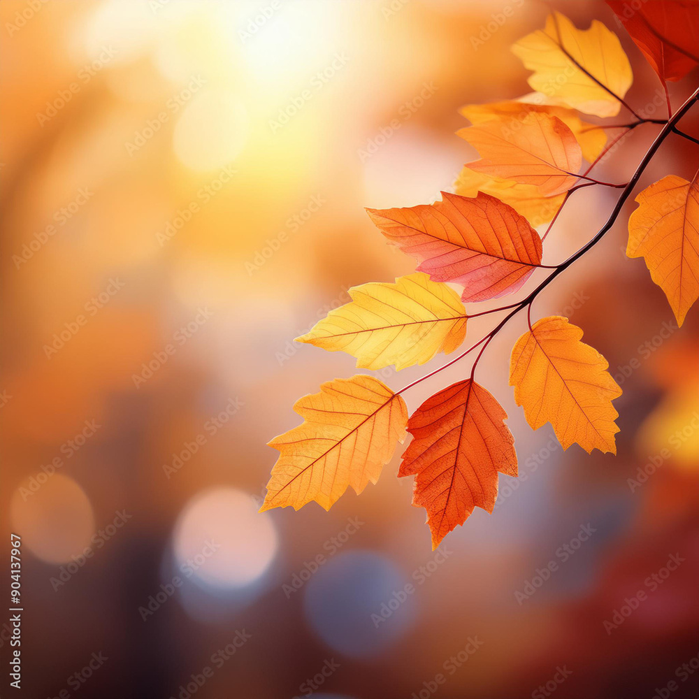 Fototapeta premium Macro view of autumn flora with a blurred, out-of-focus background.