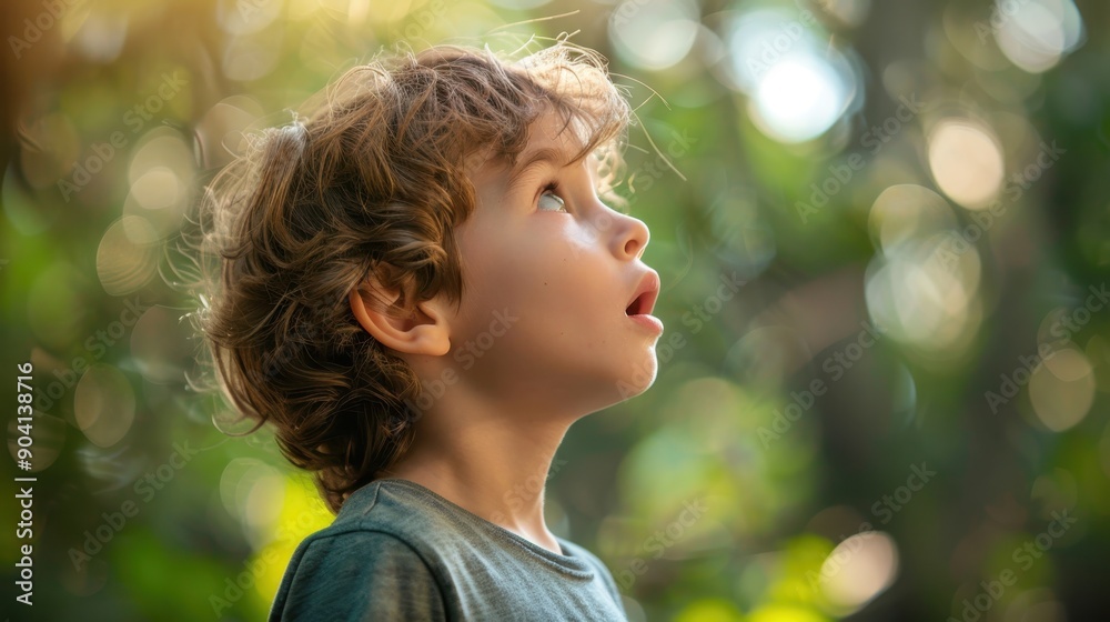 Portrait of a Young Child Expressing Fear and Anxiety in Profile View