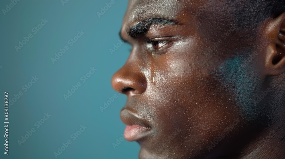The Silent Sorrow: Profile of a Man Crying in Emotional Distress The Silent Sorrow: Profile of a Man Crying in Emotional Distress