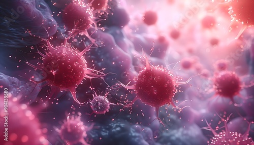 3D Rendering of Chimeric Antigen Receptor (CAR) T-Cell Therapy