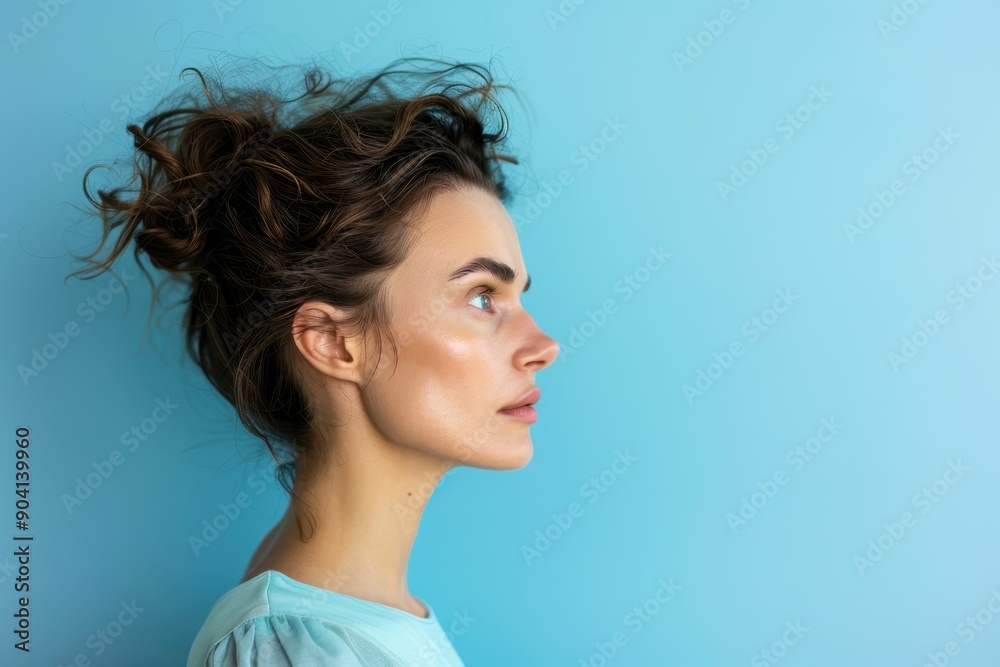 Portrait of a Woman Experiencing Anxiety - Emotional Profile with Troubled Expression Portrait of a Woman Experiencing Anxiety - Emotional Profile with Troubled Expression
