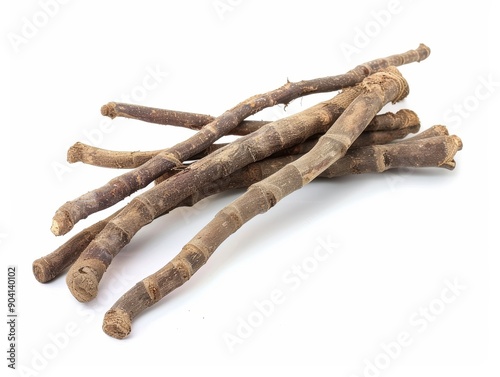 Photo of Indian madder (rak) root, isolated on white background photo