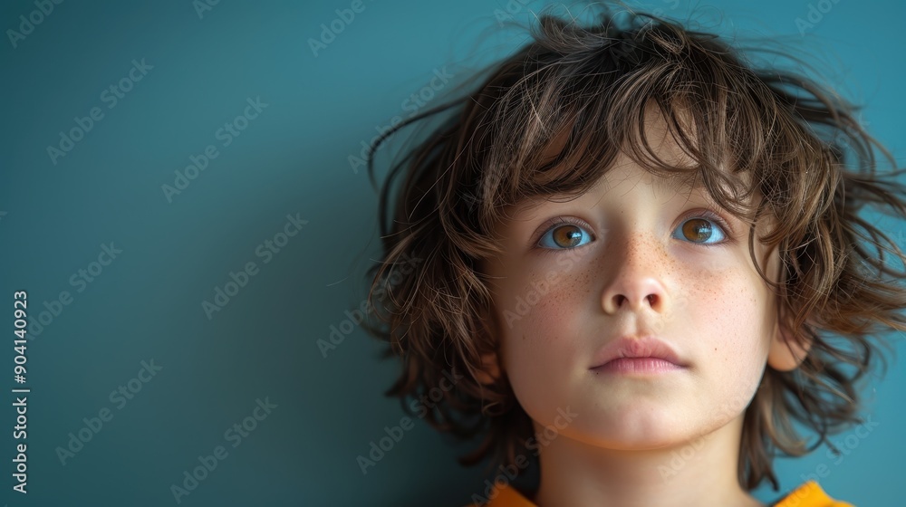 Perplexed Child with Learning Difficulties - Mental Health and Confusion Concept in Profile View Perplexed Child with Learning Difficulties - Mental Health and Confusion Concept in Profile View