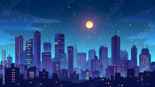 Illuminating Metropolis:A Captivating Cityscape of Towering Skyscrapers,Glimmering Lights,and